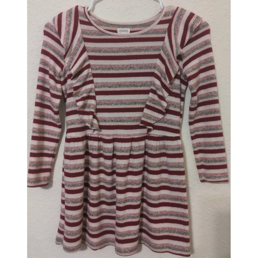 Gymboree Girls Red, Grey & White Striped Long Sleeve Sweater Dress Size 5/6